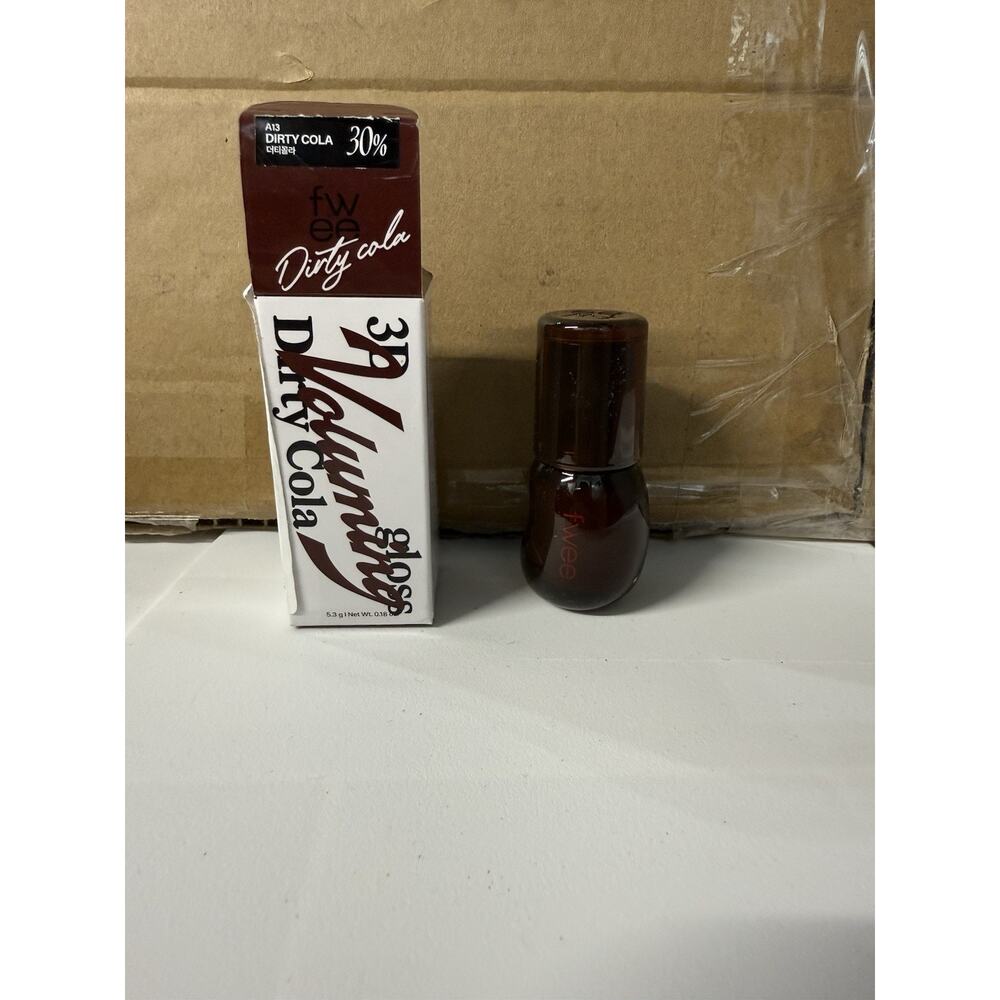 FWEE 3D Voluming Lip Gloss Dirty Cola 30% Sheer High Shine Non Sticky Brown 5.3g